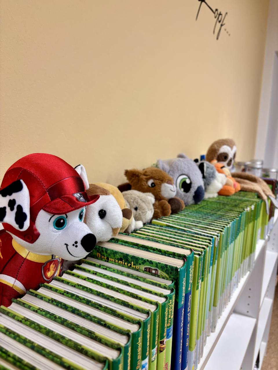 Kuscheltierübernachtungsparty Tiere aufgereiht Chase voran