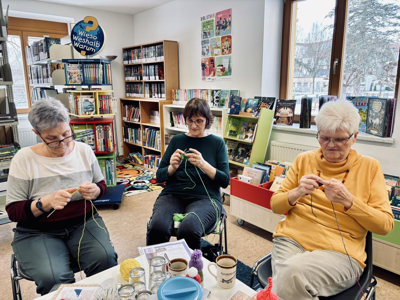 Das große Stricken Jänner 2026 Drei fleißige Damen