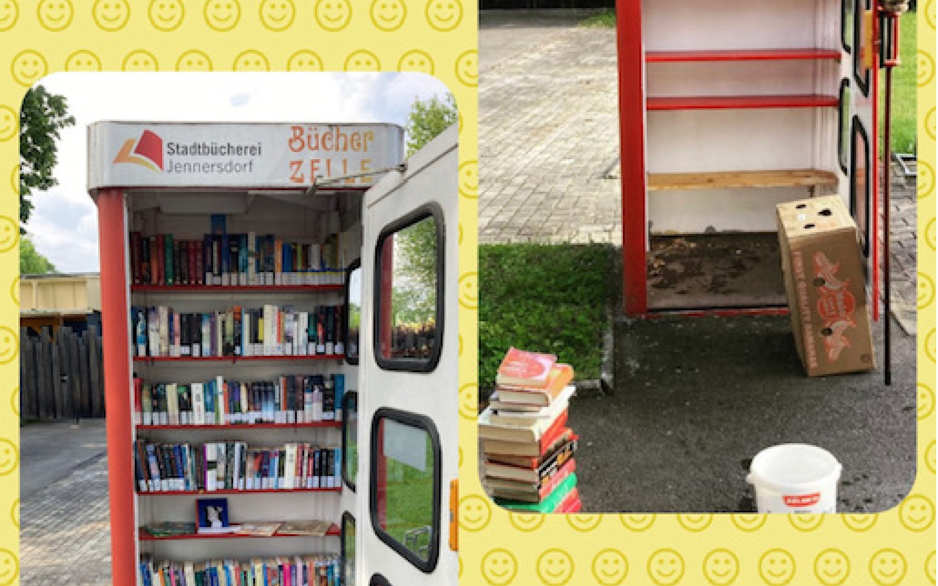 Bücherzelle vorher nachher