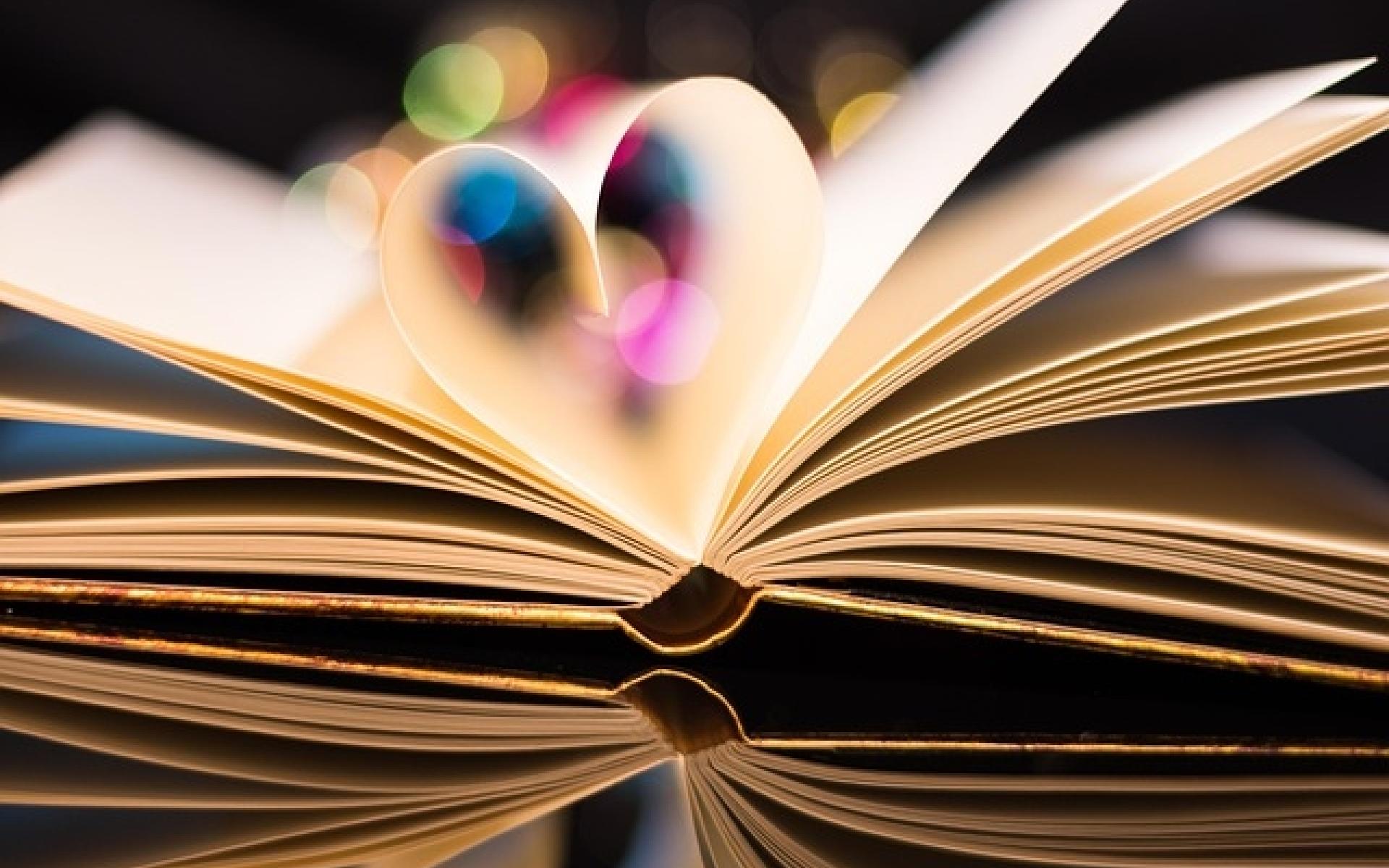 Buch offen Herz bunt