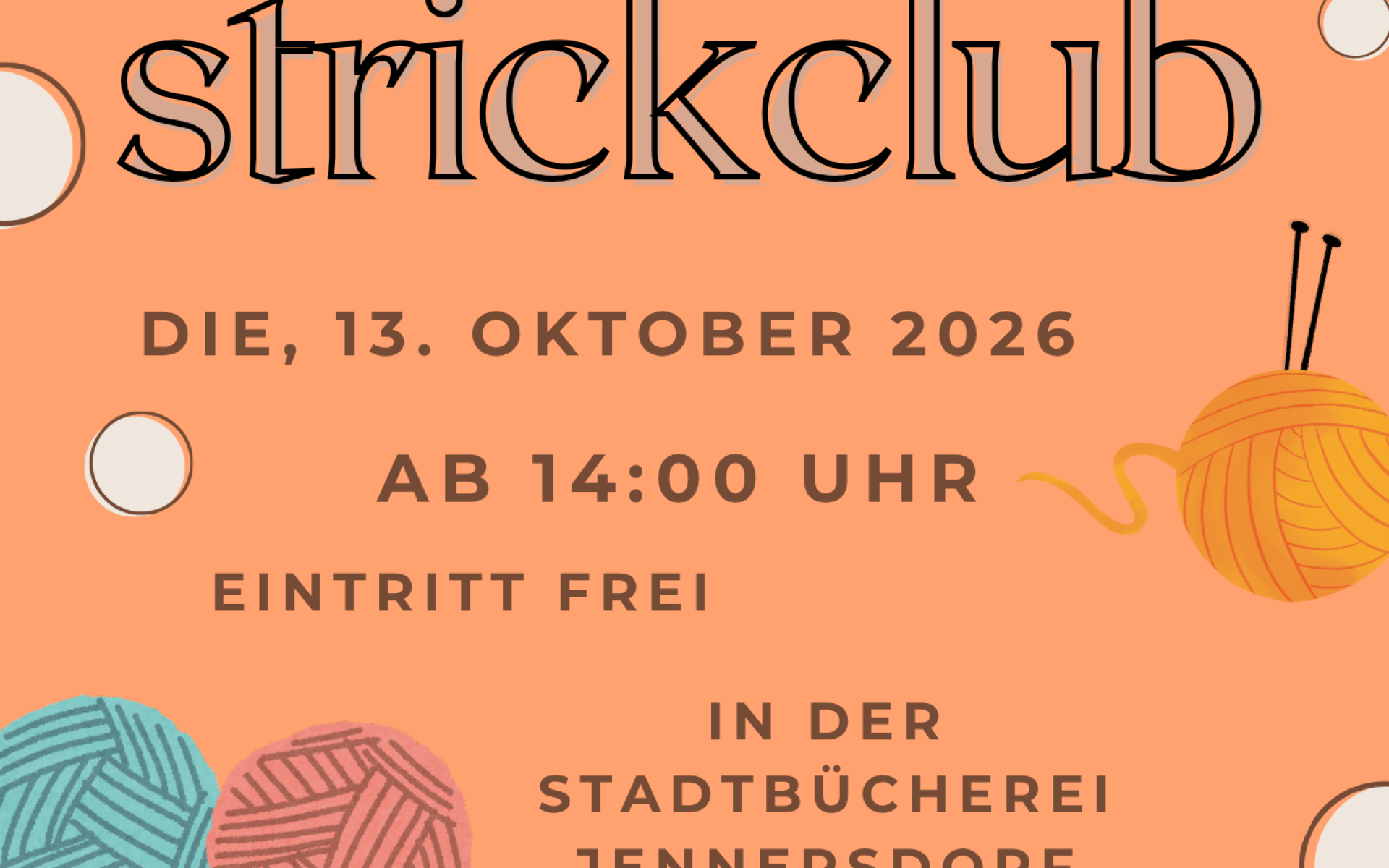 Strickclub Plakat 13. Oktober 2026