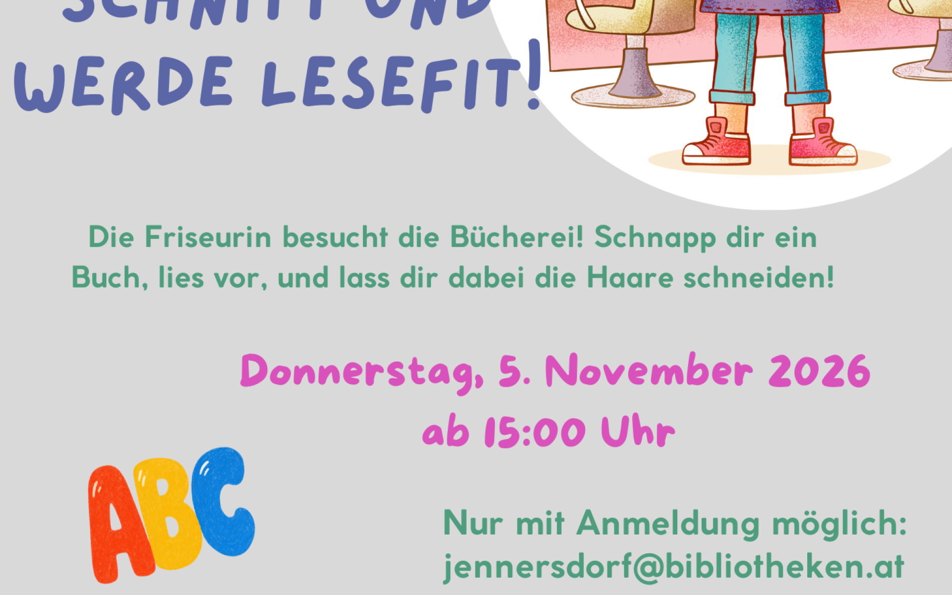 Plakat Buch´ einen Schnitt und werde lesefit! 05 11 2026