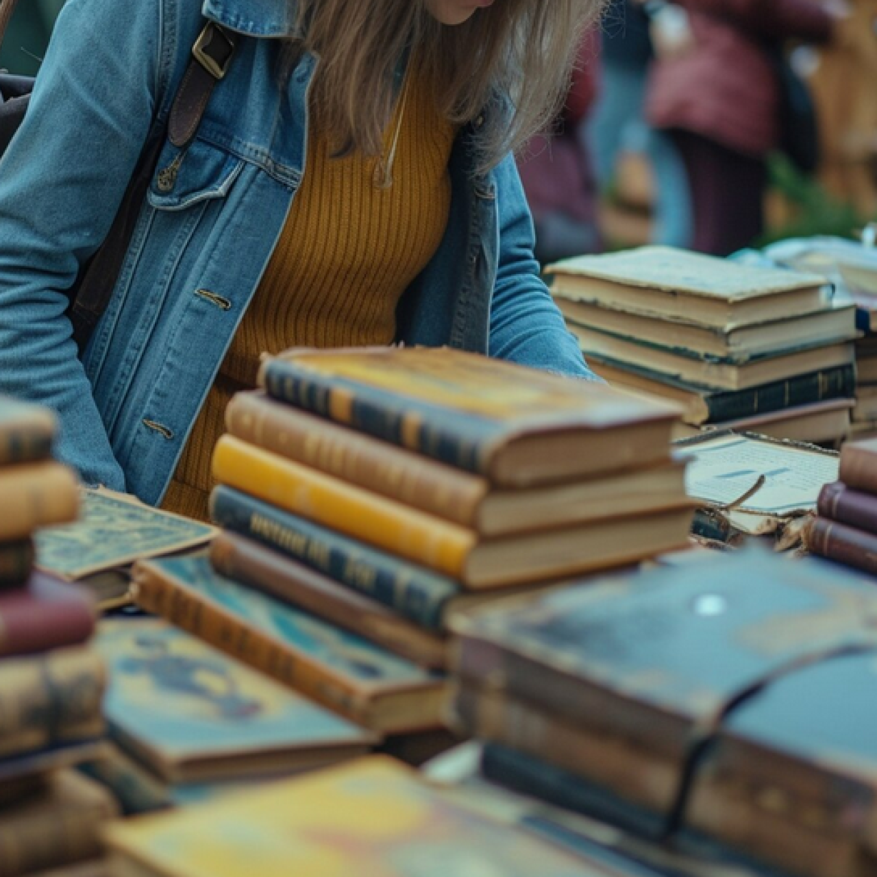 Flohmarkt Bücher mit Dame