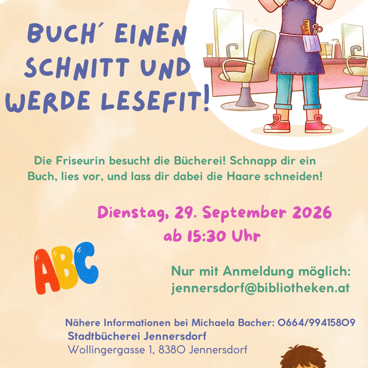 Plakat Buch´ einen Schnitt und werde lesefit! 29 09 2026